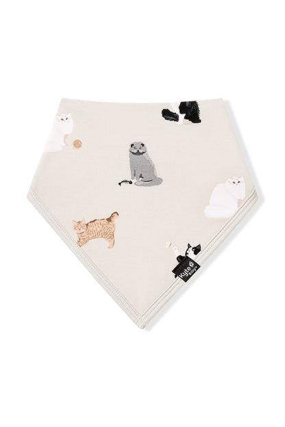 Front of the Bib in Fluffy Cat showing the black kyte baby logo