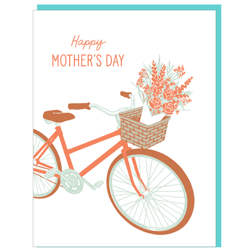 Bike With Basket Of Flowers Mother's Day Card