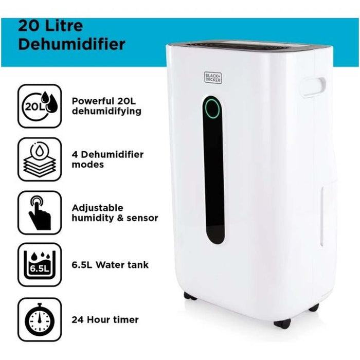 Black & Decker H6000 20L Dehumidifier | BXEH60004GB Black and Decker Dehumidifier Euronics Ireland