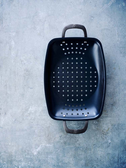 Black Steel BBQ grillschaal 38x27 cm zwart bovenaanzicht
