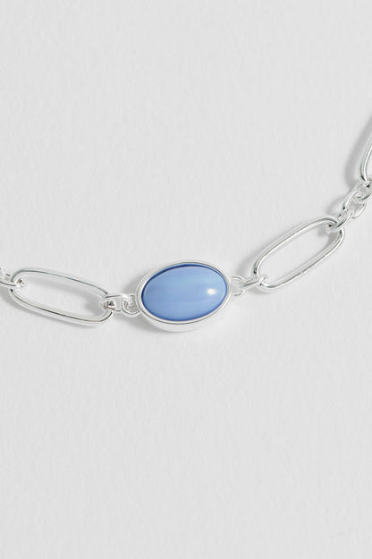 Blue Quartz Cabochon Chain Bracelet