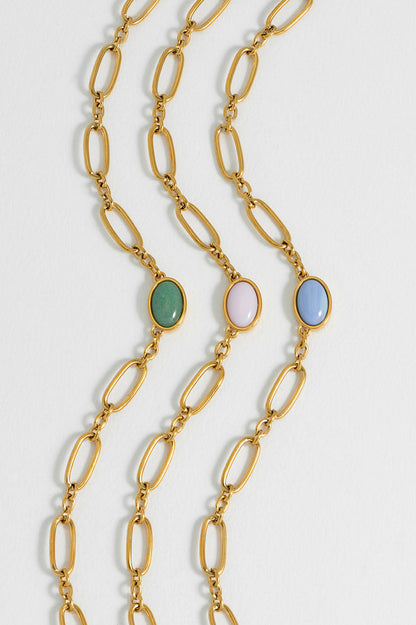Blue Quartz Cabochon Chain Necklace