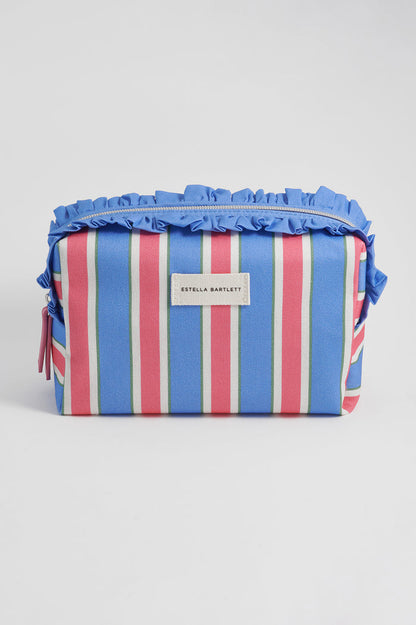 Blue Stripe Ruffle Wash Bag
