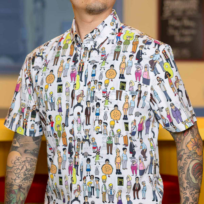 RSVLTS Bob's Burgers Short Sleeve Shirt Bob's Burgers "Character Mash Up" – KUNUFLEX Short Sleeve Shirt Bob's Burgers "Character Mash Up" – KUNUFLEX Short Sleeve Shirt