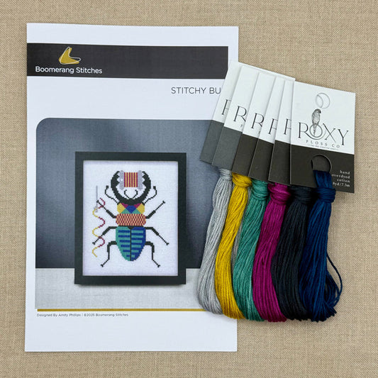 Boomerang Stitches - Stitchy Bug - Cross Stitch Chart and/or Roxy Floss Co Threads