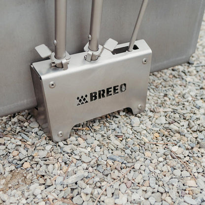 Breeo logo on firepit accessory rack