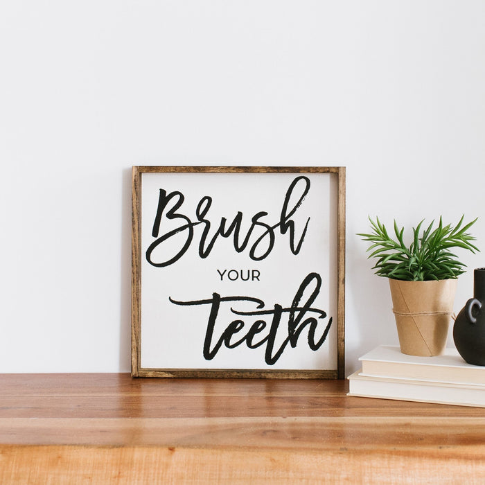 Brush Your Teeth Wood Sign Farmhouse decor bathroom wall decor