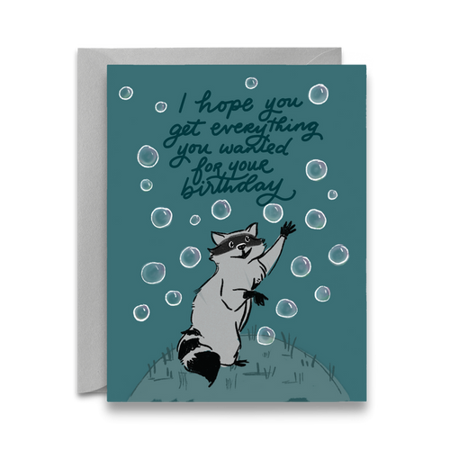 Bubble Raccoon Birthday Card