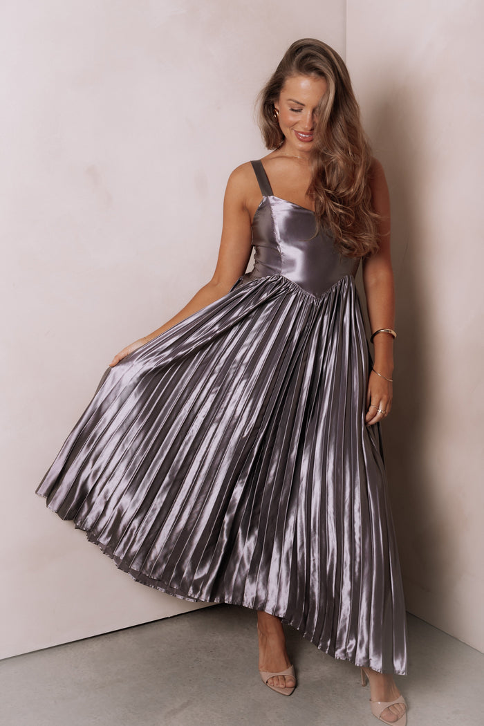 Petal and Pup USA DRESSES Camala Maxi Dress - Grey Silver