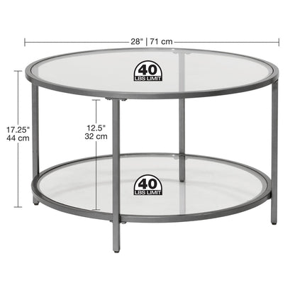 Camber Elite 28" Round Coffee Table, Pewter 72056