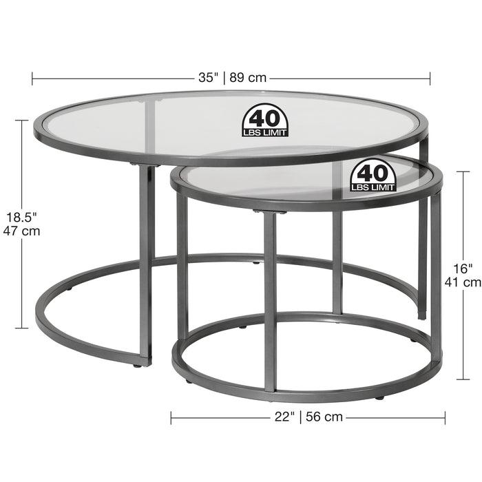 Camber Elite Round Nesting Coffee Table, Pewter 72059