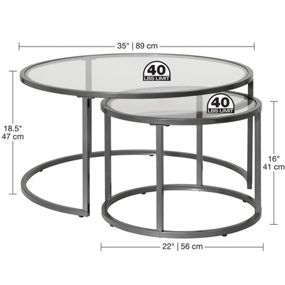 Camber Elite Round Nesting Coffee Table, Pewter 72059