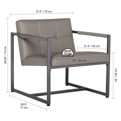 Camber Mid-Century Modern Small Living Room Accent Chair, Pewter Gray / Mushroom 71054