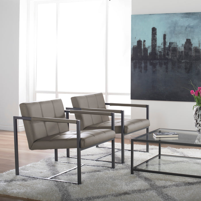 Camber Mid-Century Modern Small Living Room Accent Chair, Pewter Gray / Mushroom 71054