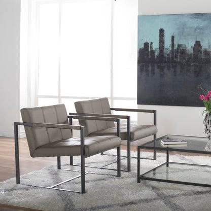 Camber Mid-Century Modern Small Living Room Accent Chair, Pewter Gray / Mushroom 71054