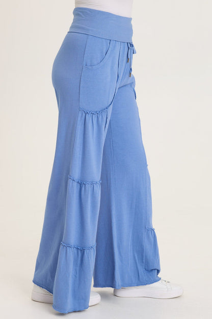 Wearables Carola Side-Tiered Wide-Leg Fleece Pant
