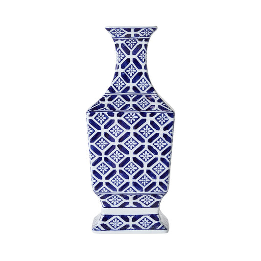 Celadon Daisy Tile Trumpet Vase