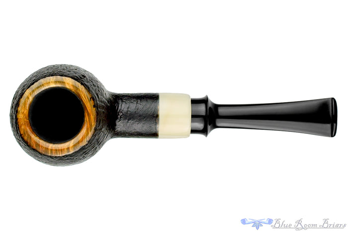 Blue Room Briars is proud to present this Charl Goussard Pipe Black Blast Apple with Warthog Tusk