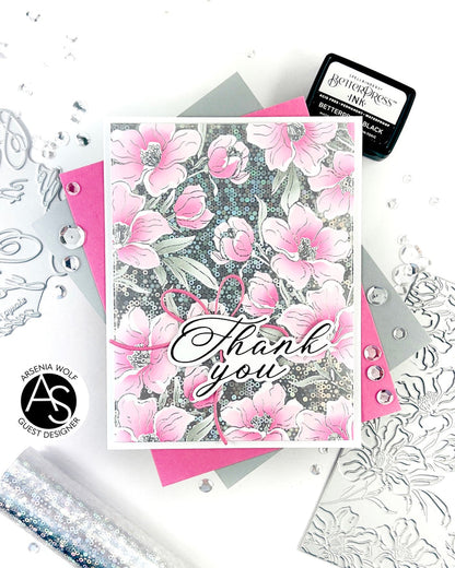 Charming Floral Background Stencil Set & Press Plate – Alex Syberia Designs, BetterPress System compatible, die-cutting, cardmaking supplies, sentiments cardmaking, scrapbooking ideas