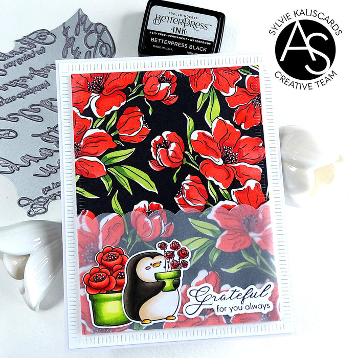 Charming Floral Background Stencil Set & Press Plate – Alex Syberia Designs, BetterPress System compatible, die-cutting, cardmaking supplies, sentiments cardmaking, scrapbooking ideas
