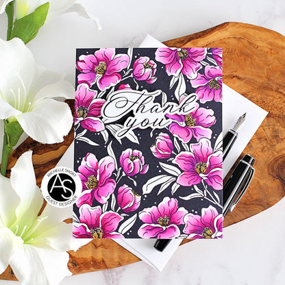 Charming Floral Background Stencil Set & Press Plate – Alex Syberia Designs, BetterPress System compatible, die-cutting, cardmaking supplies, sentiments cardmaking, scrapbooking ideas