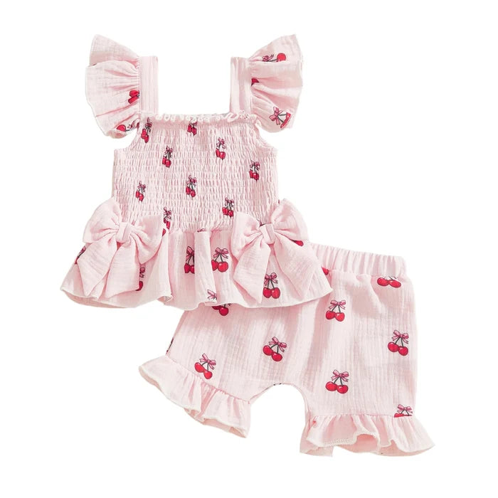 CHERRIES Smocked Bowtie Outfit