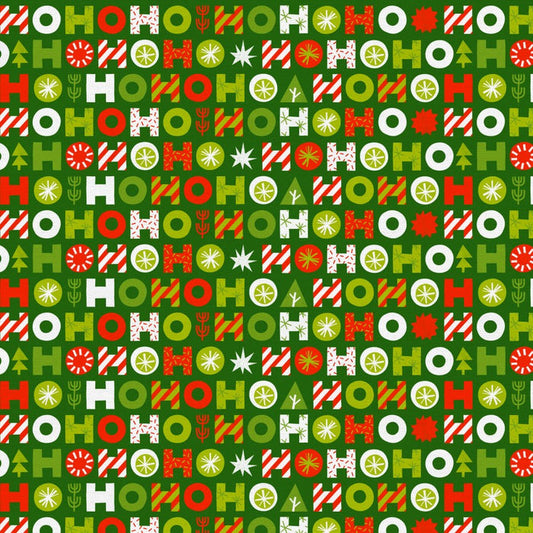 Christmas Town Hoho Stripe- Green