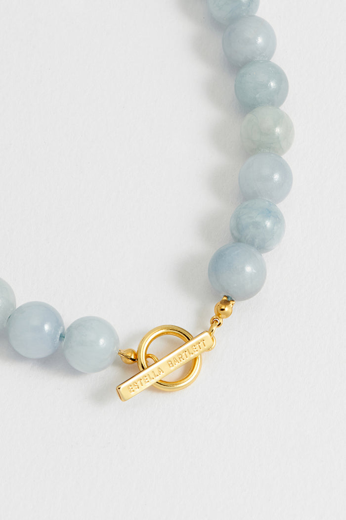 Chunky Blue Quartz T-Bar Necklace