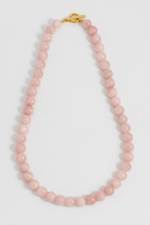 Chunky Rose Quartz T-Bar Necklace