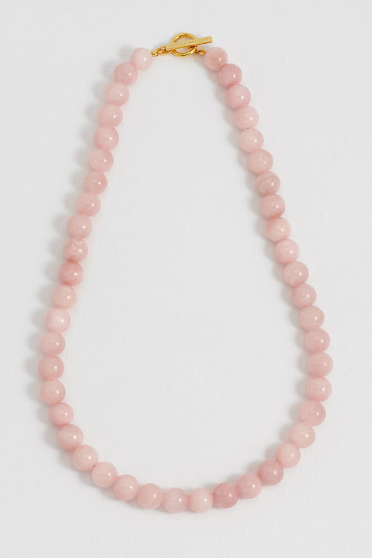 Chunky Rose Quartz T-Bar Necklace