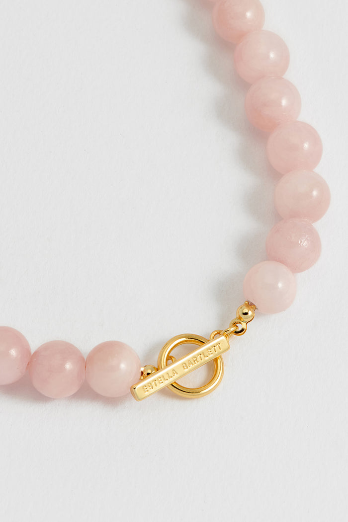Chunky Rose Quartz T-Bar Necklace