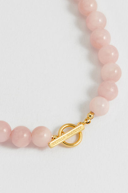 Chunky Rose Quartz T-Bar Necklace