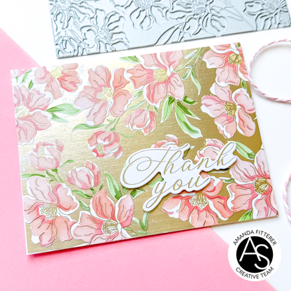 Charming Floral Background Stencil Set & Press Plate – Alex Syberia Designs, BetterPress System compatible, die-cutting, cardmaking supplies, sentiments cardmaking, scrapbooking ideas