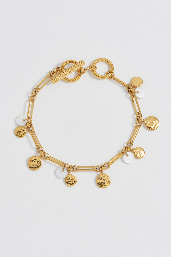 Coin and Pearl Charm Bracelet