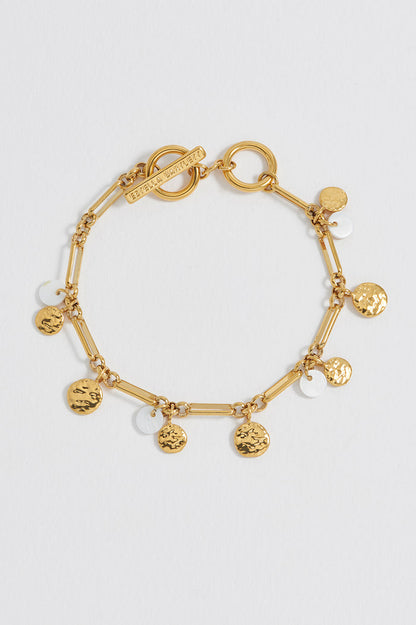 Coin and Pearl Charm Bracelet