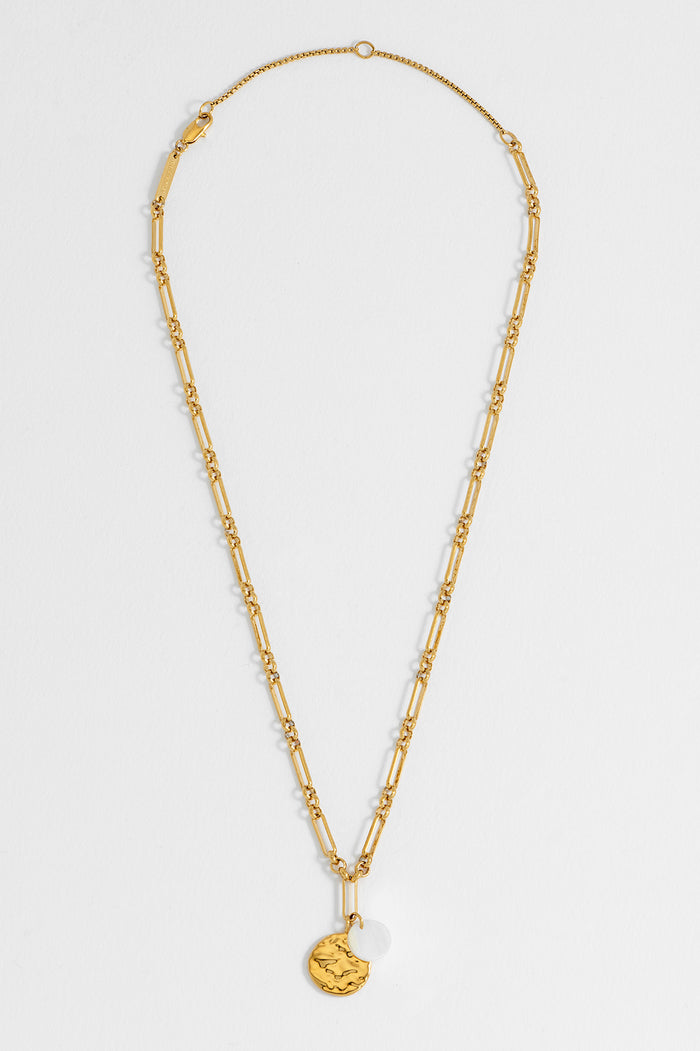 Coin and Pearl Charm Necklace