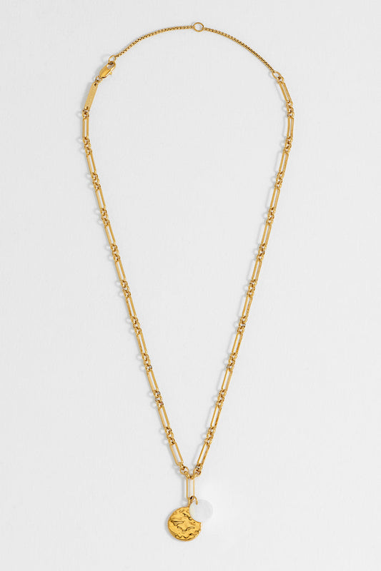 Coin and Pearl Charm Necklace