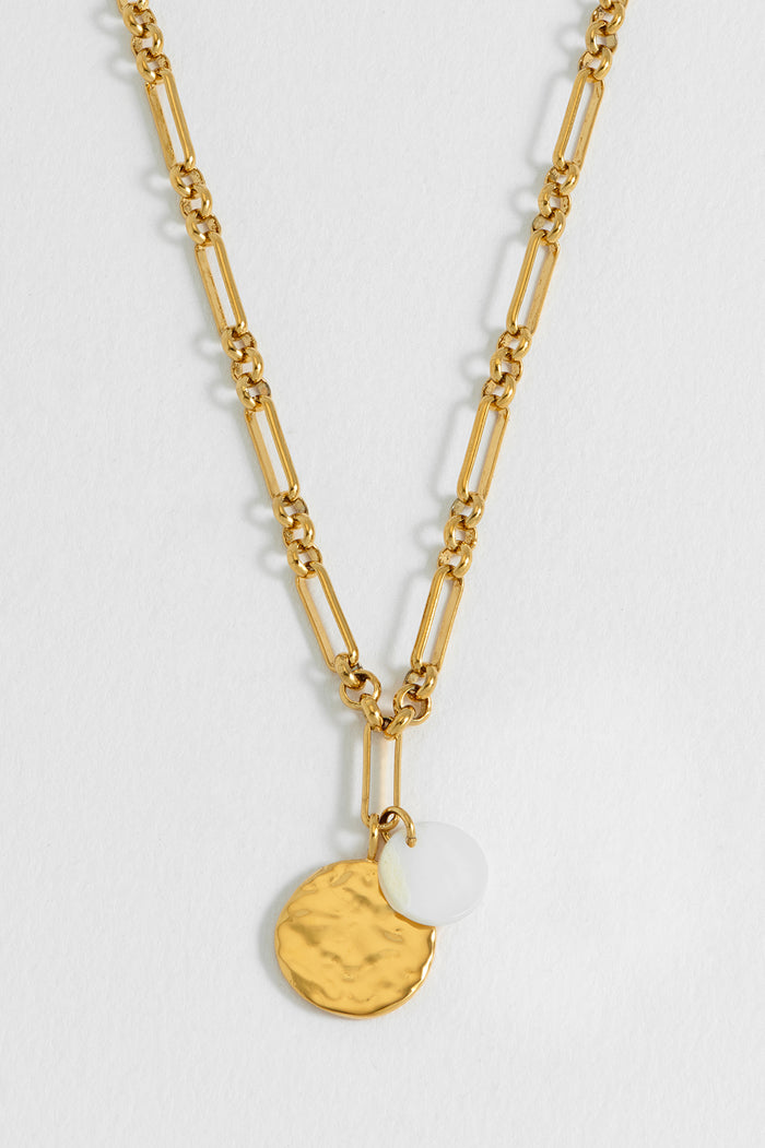Coin and Pearl Charm Necklace
