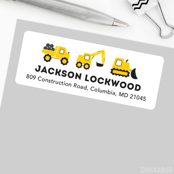 Construction Vehicles Address Labels