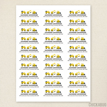 Construction Vehicles Address Labels