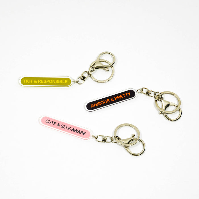 Cute & self-aware recycled acrylic keychain / bag charm