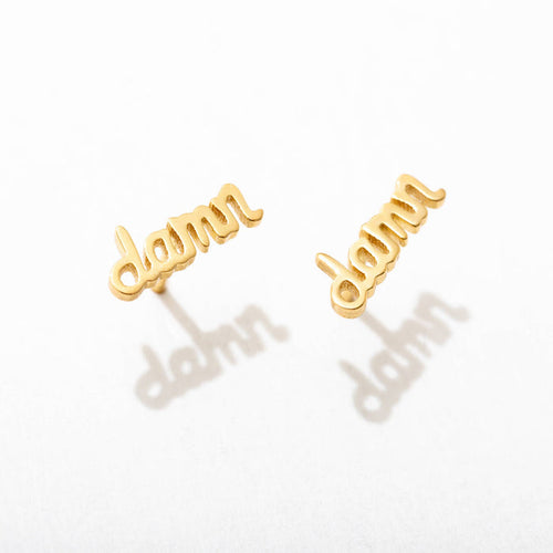 Damn 14k Gold Plated Stud Earrings