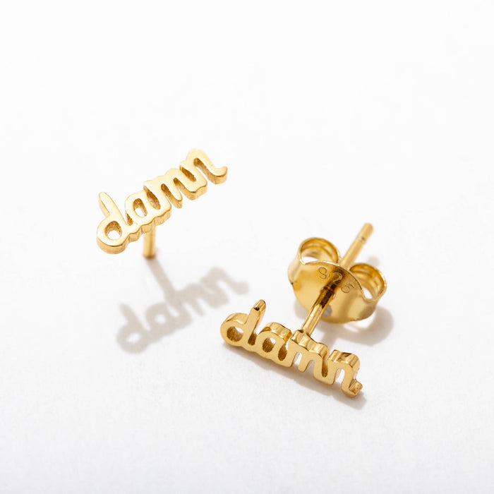 Damn 14k Gold Plated Stud Earrings