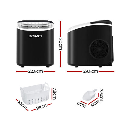 Devanti 12kg Ice Maker Machine w/Self Cleaning Black