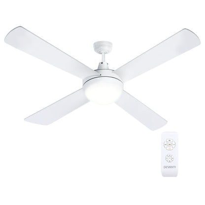 Devanti 52'' Ceiling Fan DC Motor w/Light w/Remote - White - Devanti