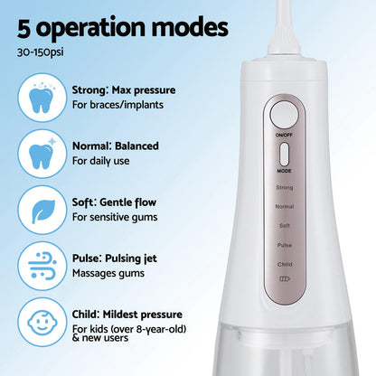 Devanti Cordless Water Flosser Dental Oral Irrigator White - Devanti