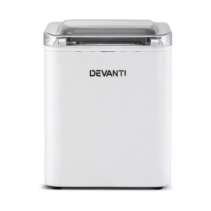 Devanti Ice Maker Machine Portable 12kg Countertop w/Self Cleaning 1.2L White - Devanti