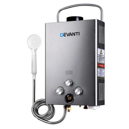Devanti Portable Gas Water Heater LPG System Grey - Devanti