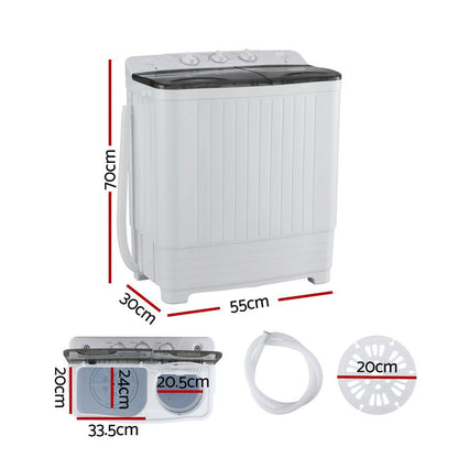 Devanti Portable Washing Machine Twin Tub 4.5KG - Devanti