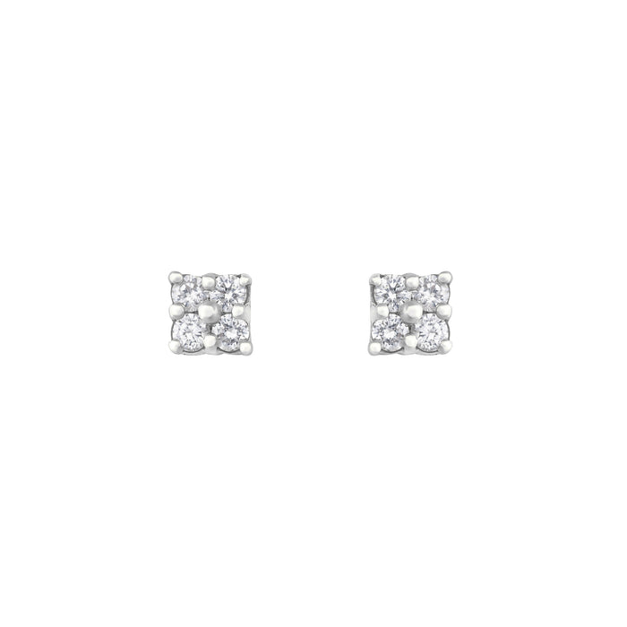 Diamond Square Studs in 18K White Gold with White Diamonds